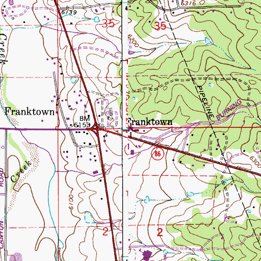 Topographic Map of Franktown Post Office, CO