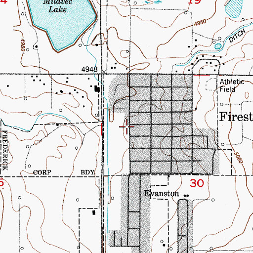 Topographic Map of Firestone Post Office, CO