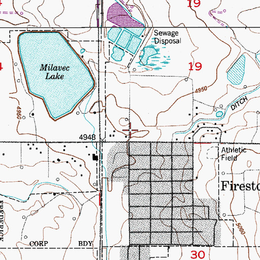 Topographic Map of Firestone Police Department, CO