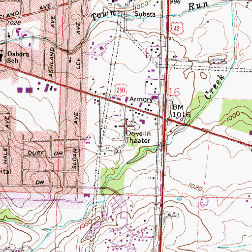 Topographic Map of Ashland Police Department, OH