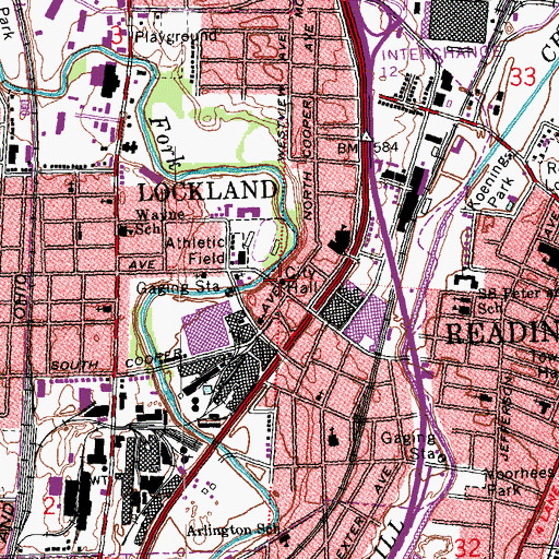 Topographic Map of Lockland Village Police Department, OH