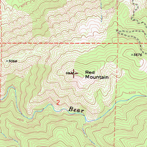 Topographic Map of Red Mountain, CA