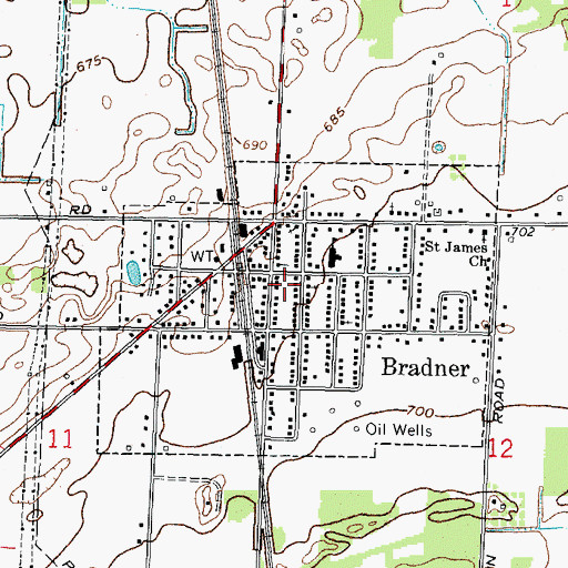 Topographic Map of Bradner Police Department, OH