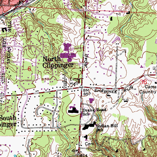 Topographic Map of Indian Hill Police Department, OH