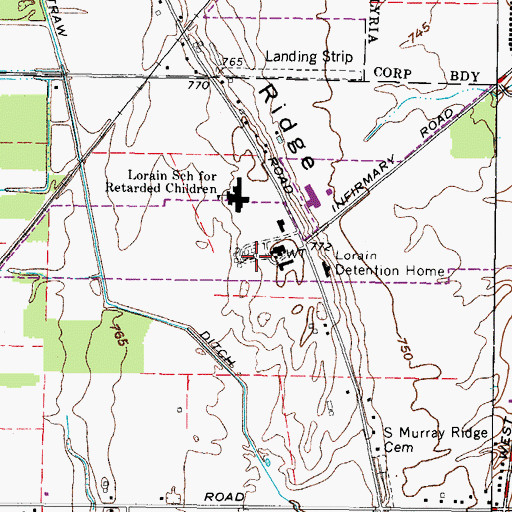Topographic Map of Lorian County Sheriff's Office, OH