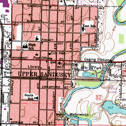 Topographic Map of Wyandot County Sheriff's Office, OH