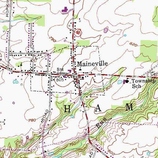 Topographic Map of Maineville Police Department, OH