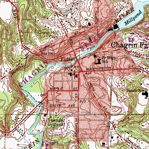 Topographic Map of Chagrin Falls Police Department, OH