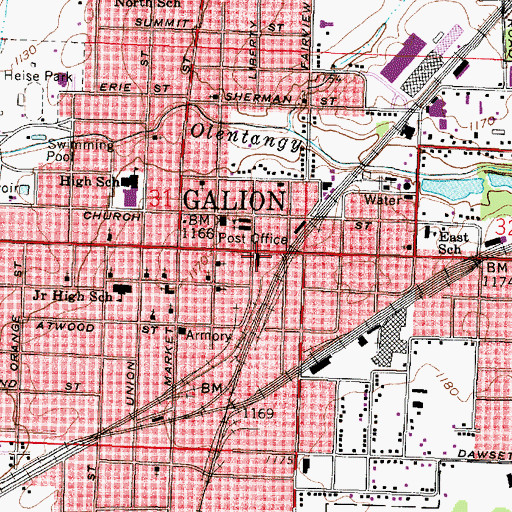 Topographic Map of Galion Police Department, OH