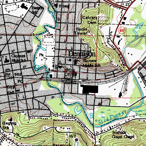 Topographic Map of Dennison Police Department, OH