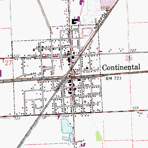 Topographic Map of Continental Police Department, OH