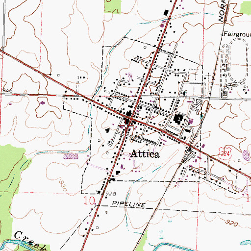 Topographic Map of Attica Police Department, OH