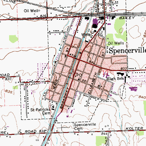 Topographic Map of Spencerville Police Department, OH