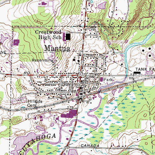 Topographic Map of Mantua Village Police Department, OH