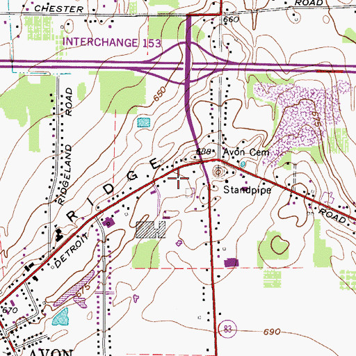 Topographic Map of Avon Police Department, OH