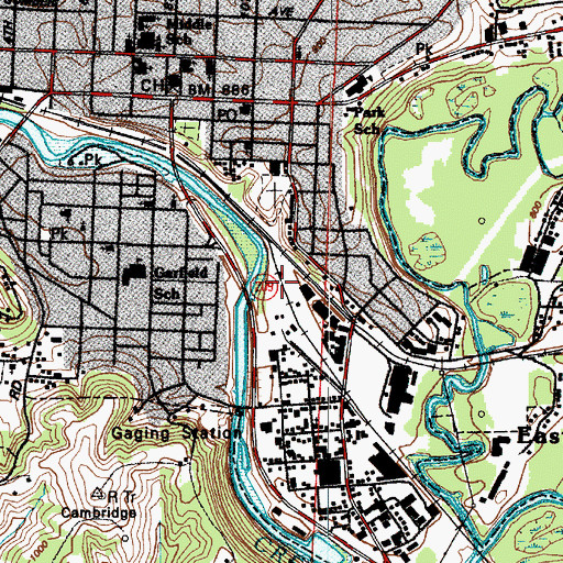 Topographic Map of Cambridge Police Department, OH