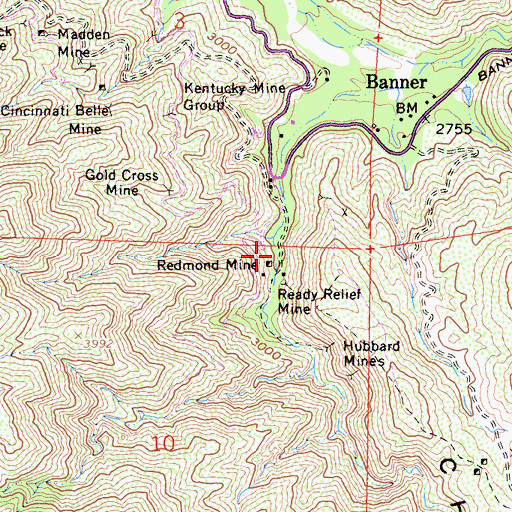 Topographic Map of Redmond Mine, CA