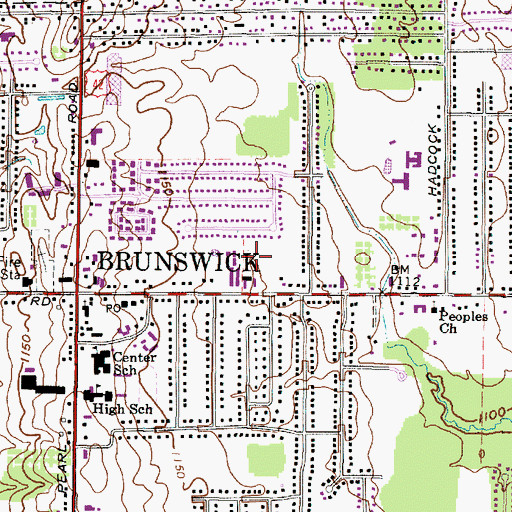 Topographic Map of Brunswick Division of Police, OH