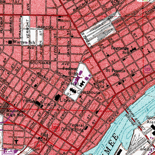 Topographic Map of Lucas County Sheriff's Office, OH