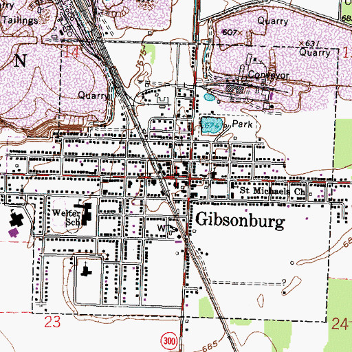 Topographic Map of Gibsonburg Police Department, OH