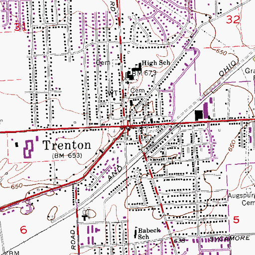 Topographic Map of Trenton Police Department, OH