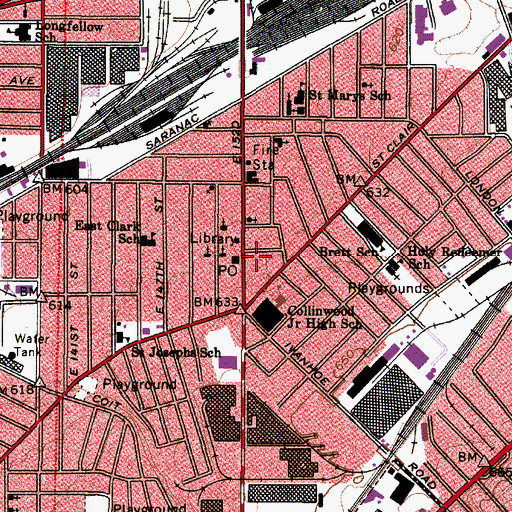 Topographic Map of Cleveland Police Department - 5th District, OH