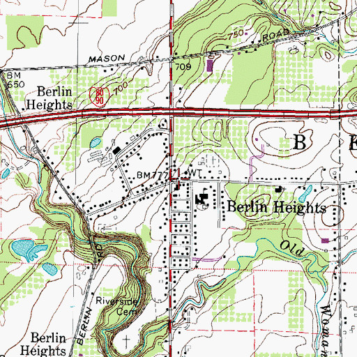 Topographic Map of Berlin Heights Police Department, OH