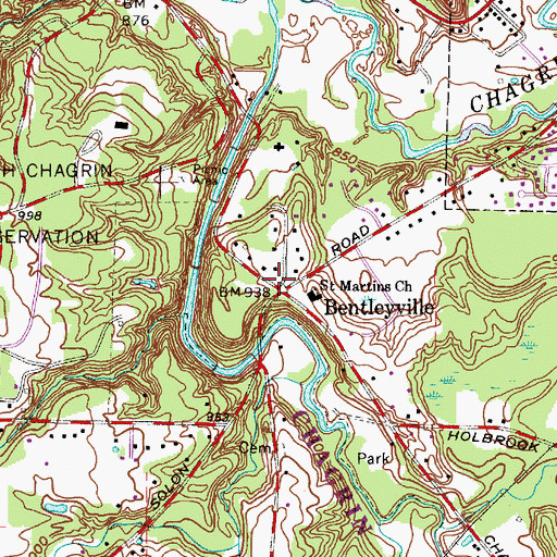 Topographic Map of Bentleyville Police Department, OH