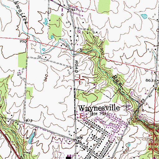 Topographic Map of Waynesville Police Department, OH
