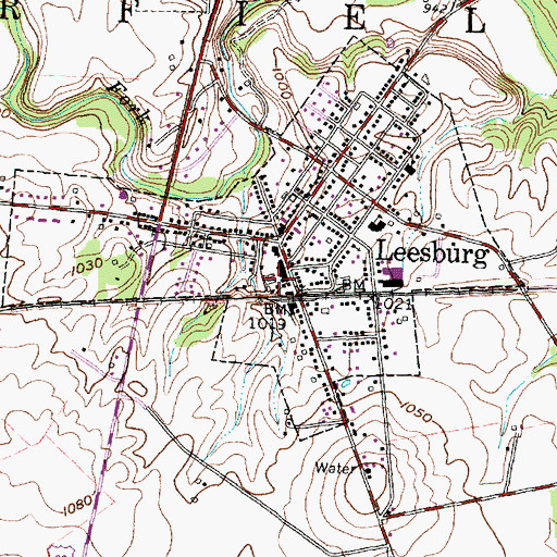 Topographic Map of Leesburg Police Department, OH