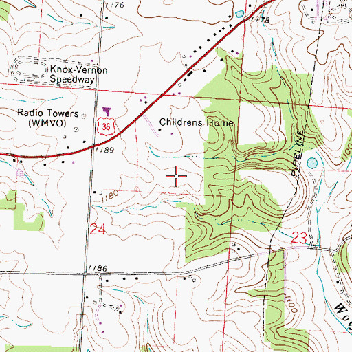 Topographic Map of Knox County Sheriff's Office, OH