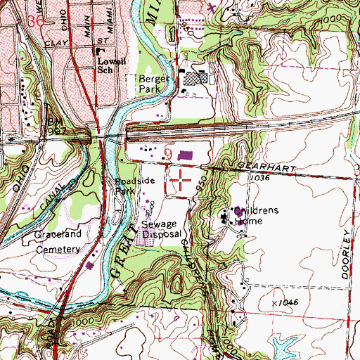 Topographic Map of Shelby County Sheriff's Office, OH