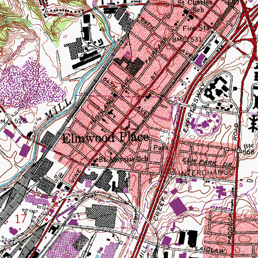 Topographic Map of Elmwood Village Police Department, OH