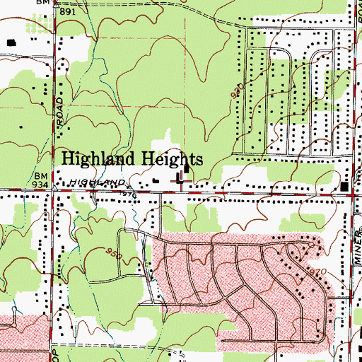 Topographic Map of Highland Heights Police Department, OH