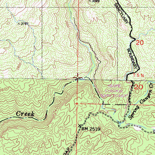 Topographic Map of Redrock Creek, CA