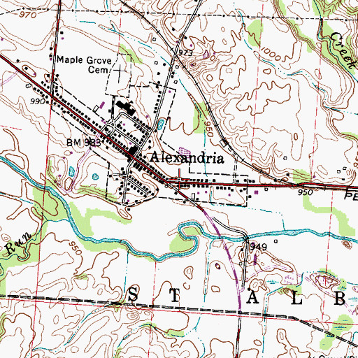 Topographic Map of Alexandria Police Department, OH