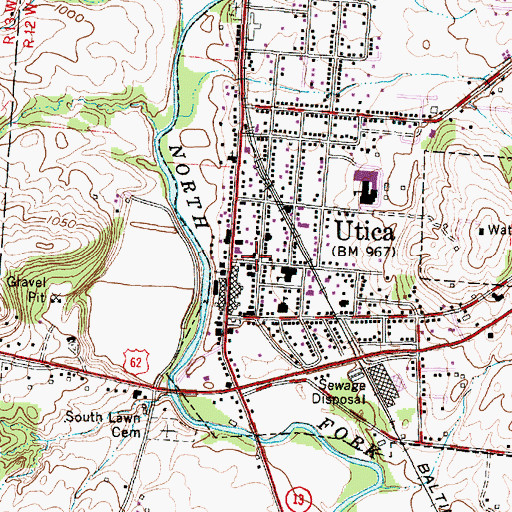 Topographic Map of Utica Police Department, OH