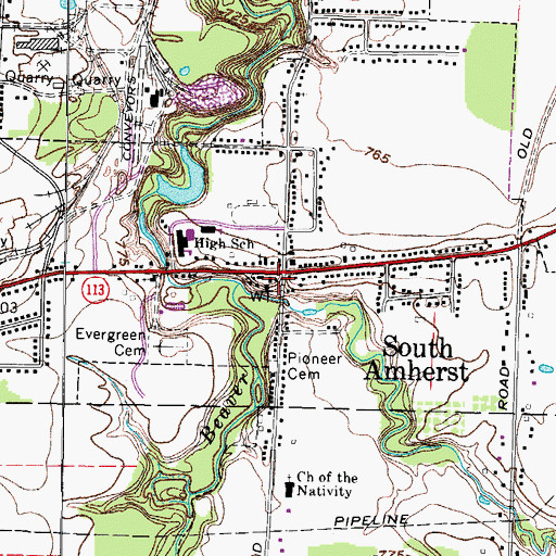 Topographic Map of South Amherst Police Department, OH