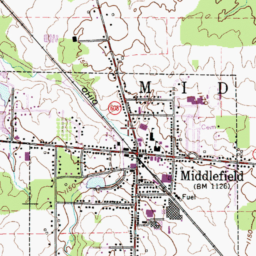 Topographic Map of Middlefield Police Department, OH