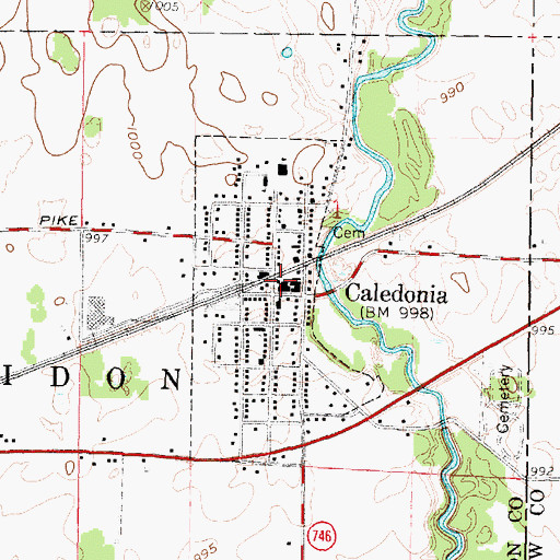 Topographic Map of Caledonia Police Department, OH