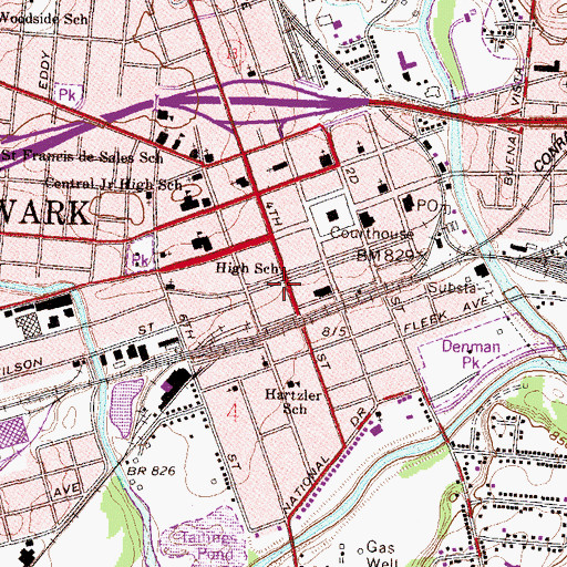 Topographic Map of Newark Police Department, OH