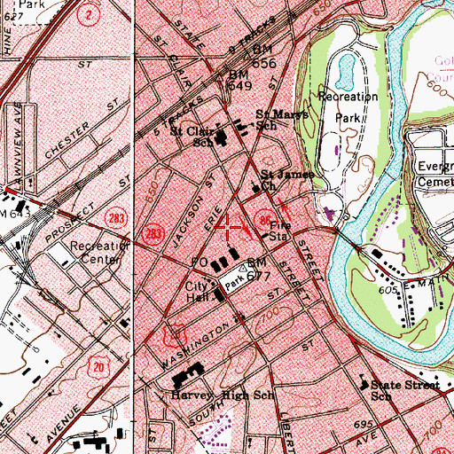 Topographic Map of Lake County Sheriff's Office, OH