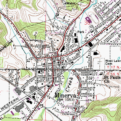 Topographic Map of Minerva Police Department, OH
