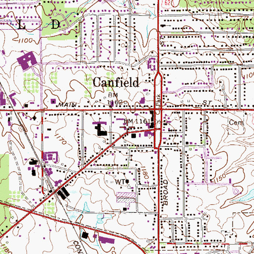 Topographic Map of Canfield Police Department, OH