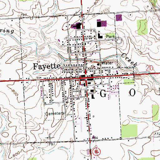 Topographic Map of Fayette Village Police Department, OH