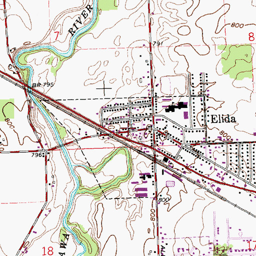 Topographic Map of Elida Police Department, OH