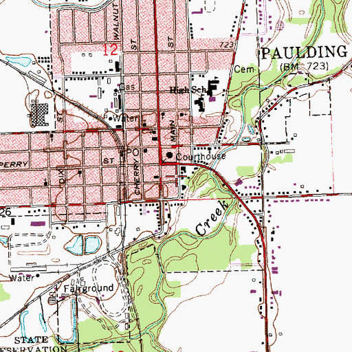 Topographic Map of Paulding Police Department, OH