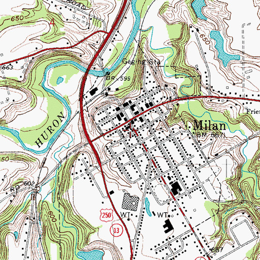 Topographic Map of Milan Police Department, OH