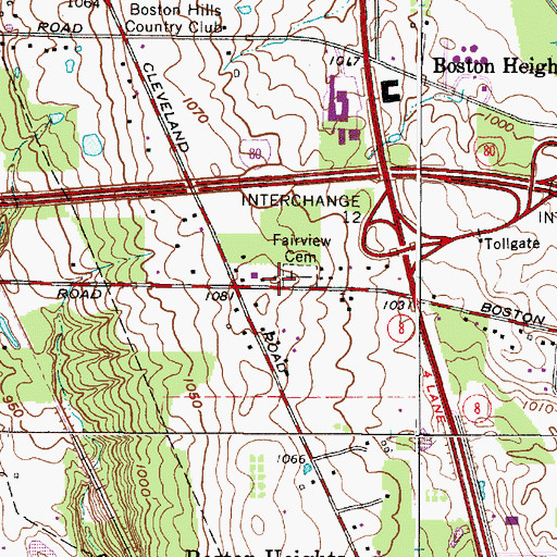Topographic Map of Boston Heights Police Department, OH