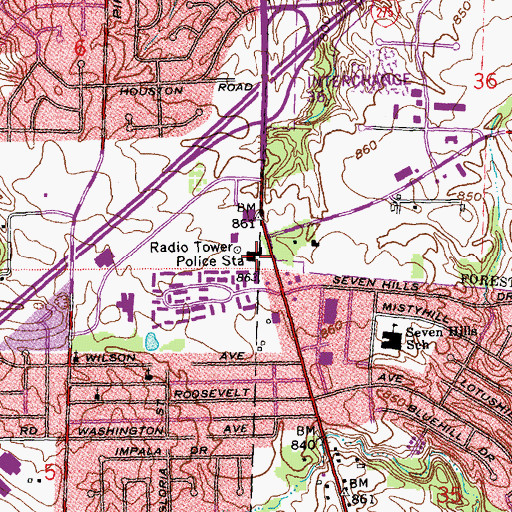 Topographic Map of Hamilton County Sheriff Patrol Division, OH